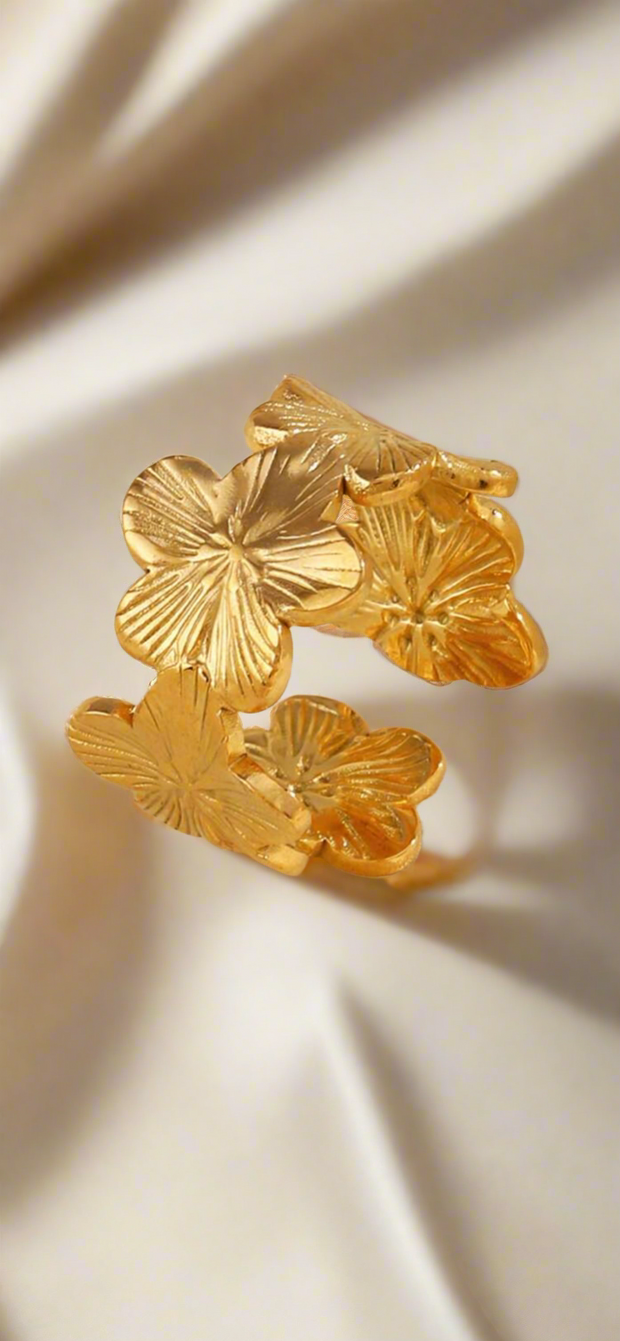 FLORA Flower Ring - Stainless Steel - Resizable