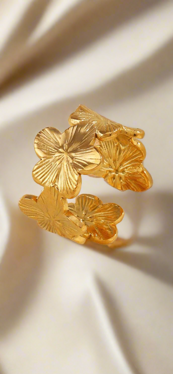 FLORA Flower Ring - Stainless Steel - Resizable