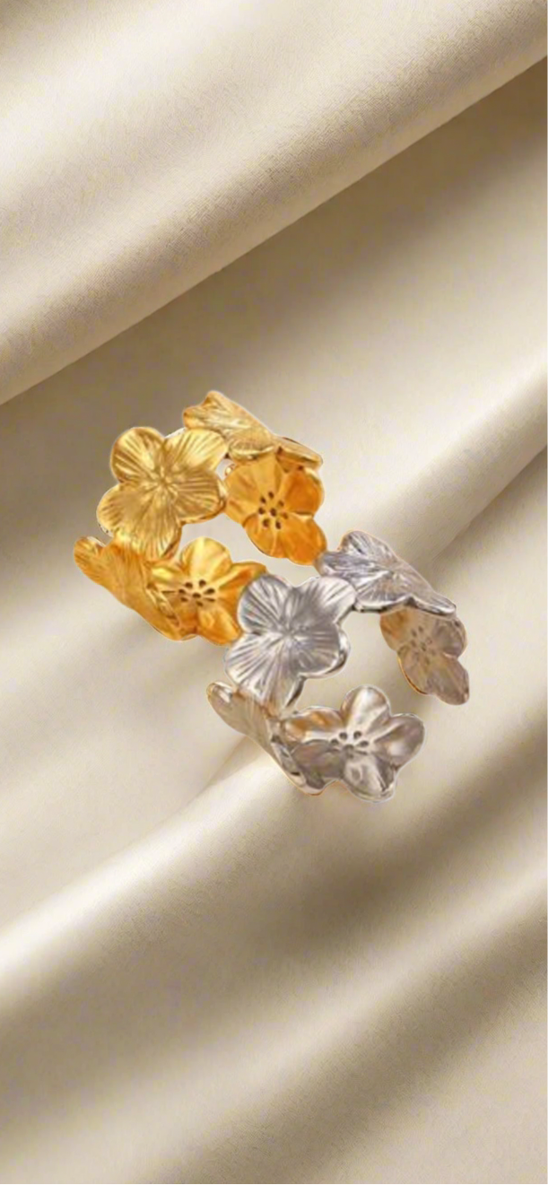 FLORA Flower Ring - Stainless Steel - Resizable